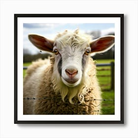 Fur Pet Cute Wool Farm Animal Wood Countryside Head Shot Country Head Graze Mammal Green (2) Art Print