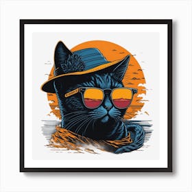 Cat In Sunglasses Art Print