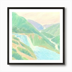Waterfall In The Mountains 10 Art Print