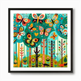 Butterflies In The Forest Art Print