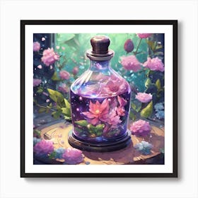 Bottle Of Flowers Art Print