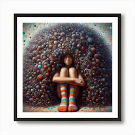 Girl With A Lot Of Hair Art Print