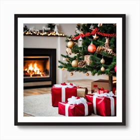 Christmas Tree With Presents 39 Art Print