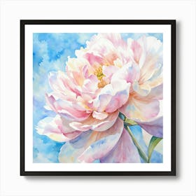 Peony Watercolor Painting Art Print