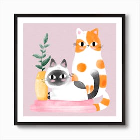 Two Cats Art Print