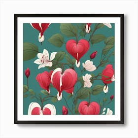 Flowers of Bleeding heart, Vector art 7 Art Print
