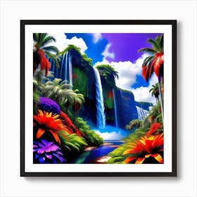 Tropical Waterfall Art Print