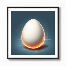 Egg On A Blue Background Art Print