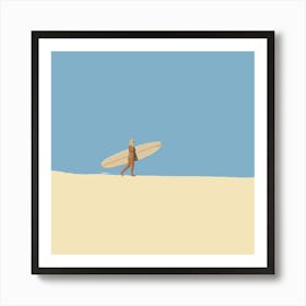 Woman Surfer On Dune Art Print