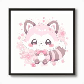 Cute Kawaii Raccoon Art Print