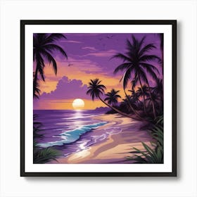 Sunset At The Beach Art Print