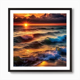 Sunset At The Beach 268 Art Print