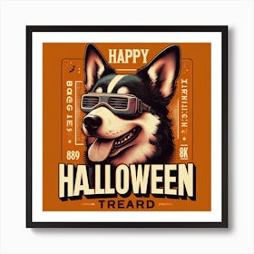 Happy Dog Halloween Art Print