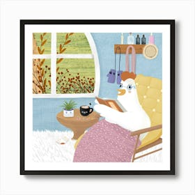 Reading A Book, Afternoon Teatime Art Print