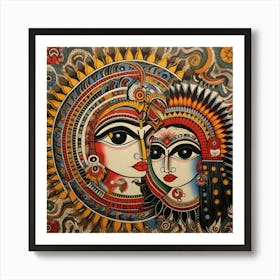 Radha And Krishna By artistai Art Print