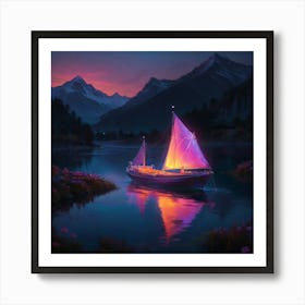 Sailboat At Sunset 1 Art Print