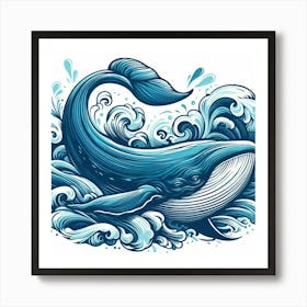 Illustration whale Art Print