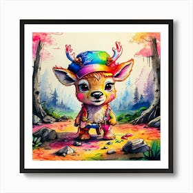 Deer In The Woods 98 Art Print