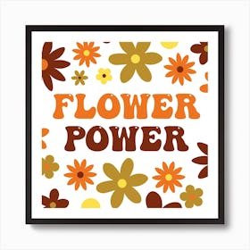 Flower Power Retro Square Art Print