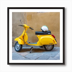 Yellow Vespa Square Art Print