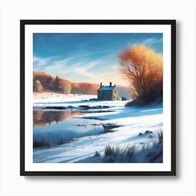 Country House after the Snowfall Art Print