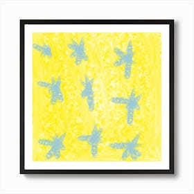 Blue And Yellow Butterflies Art Print