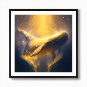Golden Whale Art Print