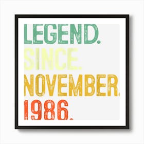 36 Years Old Legend Since November 1986 36th Birthday Gifts 1 Art Print