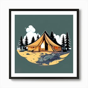 Tent In The Woods Art Print