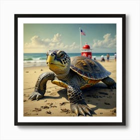 Turtle On The Beach 15 Art Print