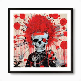 Skull With Roses 6 Art Print