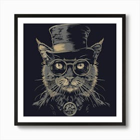 Steampunk Cat 45 Art Print