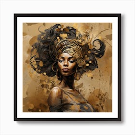 African Woman With Gold Hair Art Print