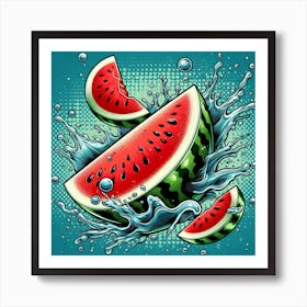 Flying watermelon slice, Pop art 2 Art Print