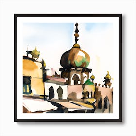 Watercolor Of A Mosque 5 Art Print