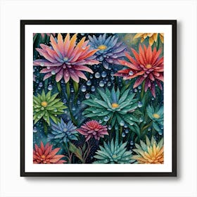 Flowers In The Rain Art Print