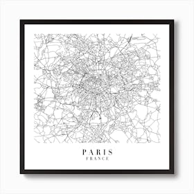 Paris France Street Map Minimal Square Art Print