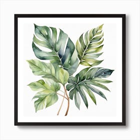 Abstraction with tropical leaf 5 Art Print