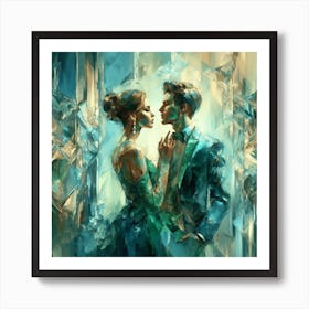 Couple in a hall with crystal texture Art Print