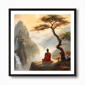 Buddha Painting Landscape (7) Art Print