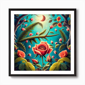 Roses In The Forest Art Print