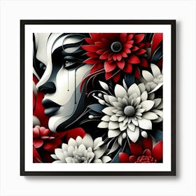 Woman With Flowers 1 Art Print