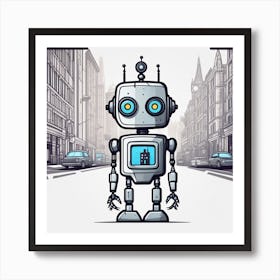 Robot On The Street 41 Art Print