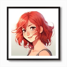 Anime Girl With Red Hair 3 Art Print