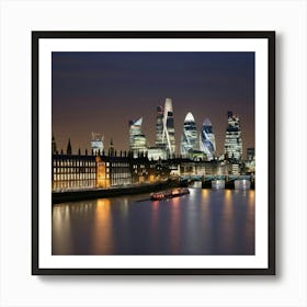 London Skyline At Night 3 Art Print