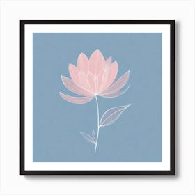 A White And Pink Flower In Minimalist Style Square Composition 666 Art Print