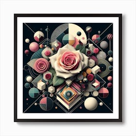 Geometric Art Roses 2 Art Print