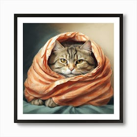 Cat In A Blanket 1 Art Print