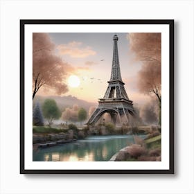 Paris Eiffel Tower Landscape Art Print