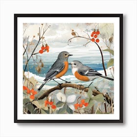 Bird In Nature European Robin 1 Art Print